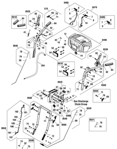 Handles And Controls Group (1696614handle) Diagram and Parts List for 1696618-00-S1024  Briggs and Stratton Snow Blower